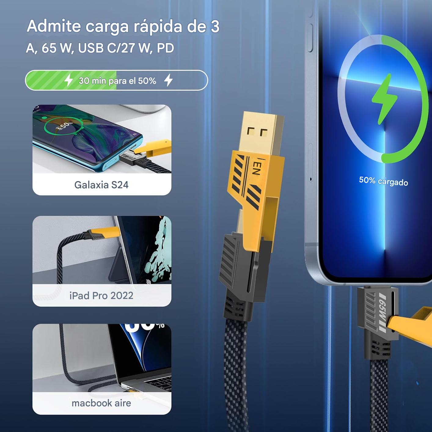 ⚡  Alta Potencia 4 en 1 USB-C/USB-A