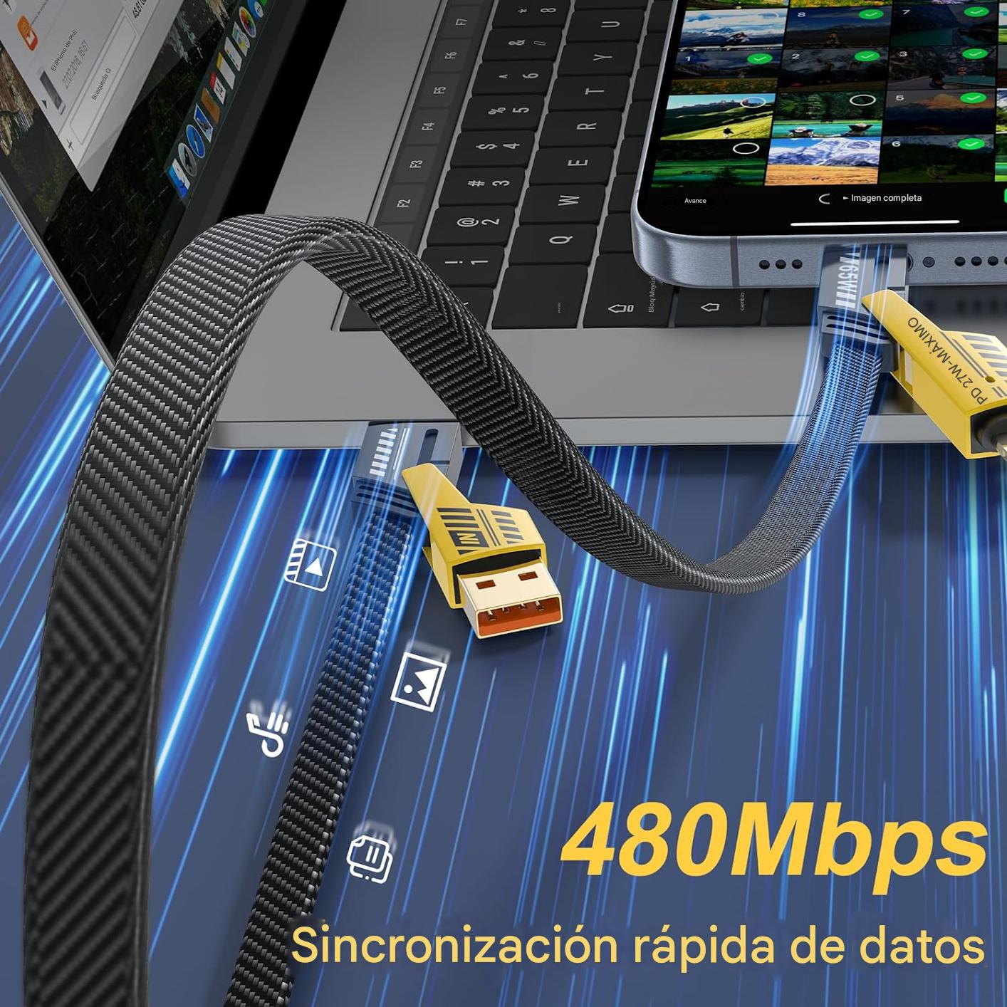 🚀 Cable 4 en 1 Flat Wire ⚡