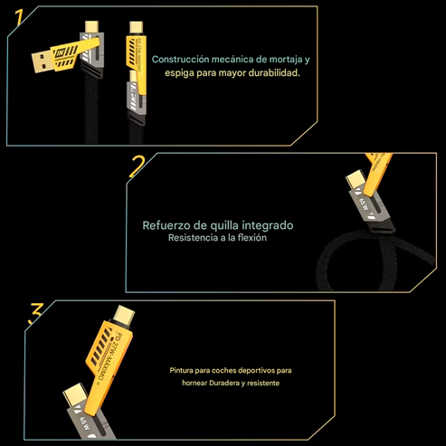 🚀 Cable 4 en 1 Flat Wire ⚡
